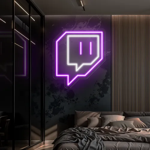Twitch Logo Wall Neon Sign - Custom Hats Now