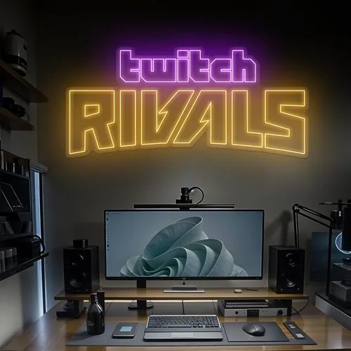 Twitch Rivals Gaming Setup Neon Sign - Custom Hats Now