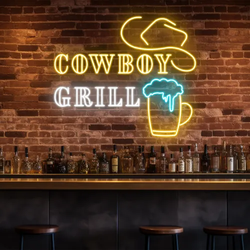 Cowboy Grill Neon Sign - Custom Hats Now