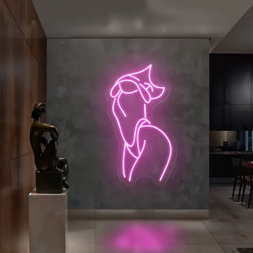 Body Outline Side Pose Neon Sign - Custom Hats Now