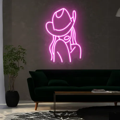 Mini Cowgirl Neon Sign - Custom Hats Now