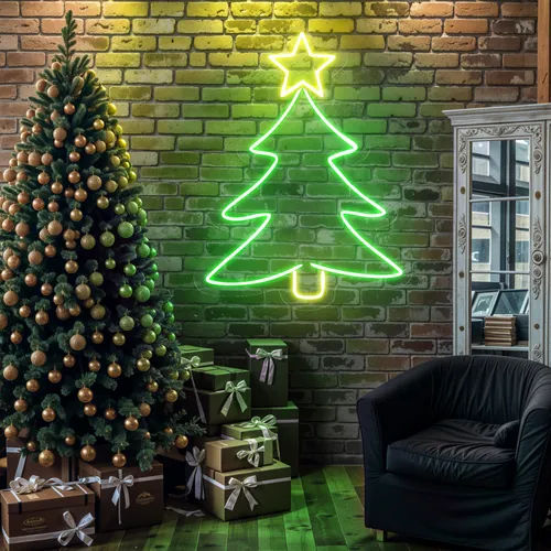 Mini Christmas Tree Neon Sign - Custom Hats Now