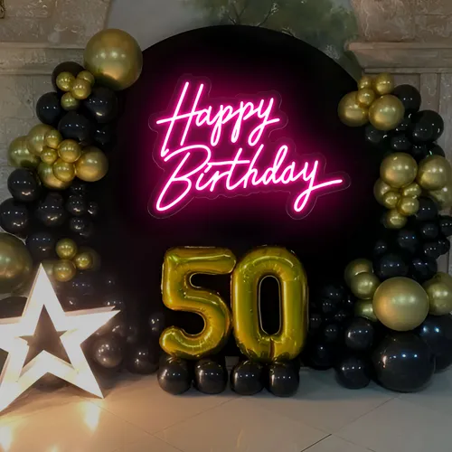 Happy Birthday Neon Sign - Custom Hats Now