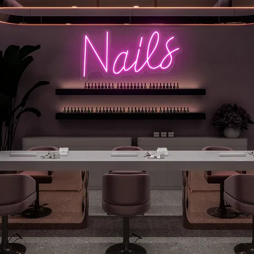 Nails Script Neon Sign - Custom Hats Now
