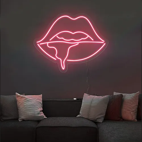 Dripping Lips Neon Sign - Custom Hats Now