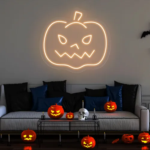 Pumpkin Neon Sign - Custom Hats Now