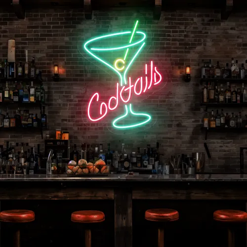 Cocktails Neon Sign - Custom Hats Now
