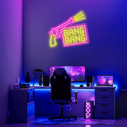 Custom Gun Neon Signs - Custom Hats Now