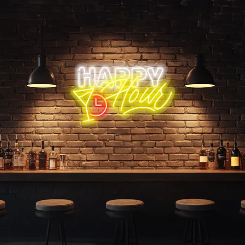 Custom Happy Hour Neon Signs - Custom Hats Now