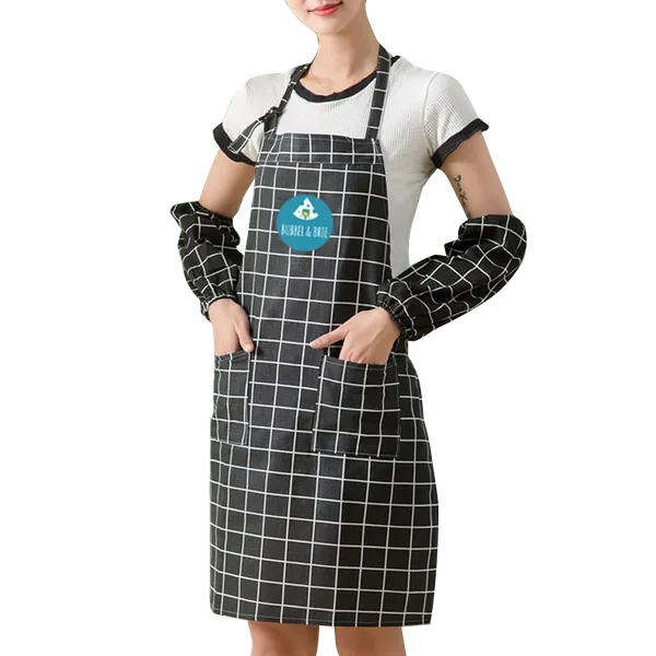 Cotton Linen Plaid Apron Set - Custom Hats Now