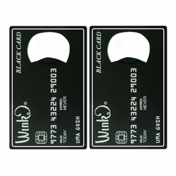 Black Card Shaped Bottle Opener - Custom Hats Now