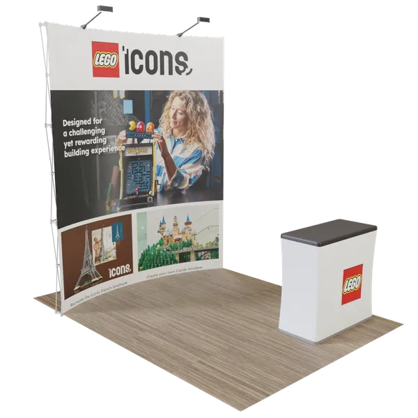 Custom Curved Pop Up Trade Show Display Stand 8' x 8' - Custom Hats Now