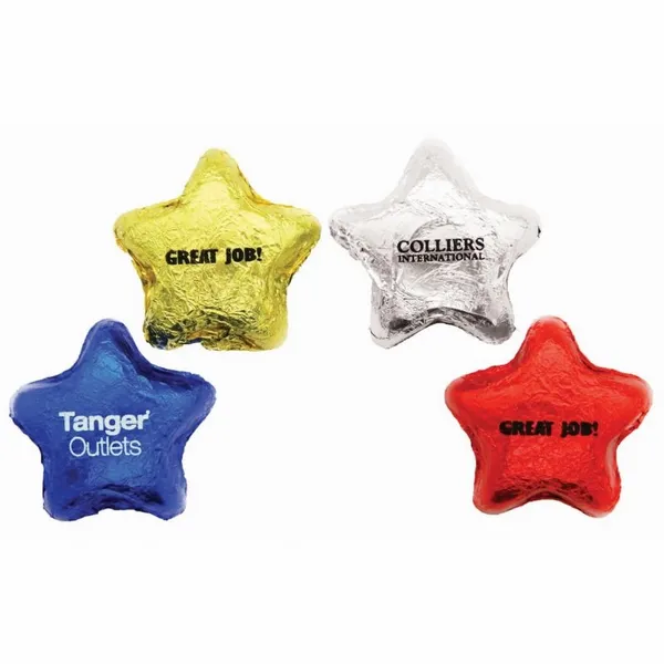Imprinted Chocolate Foiled Stars - Custom Hats Now