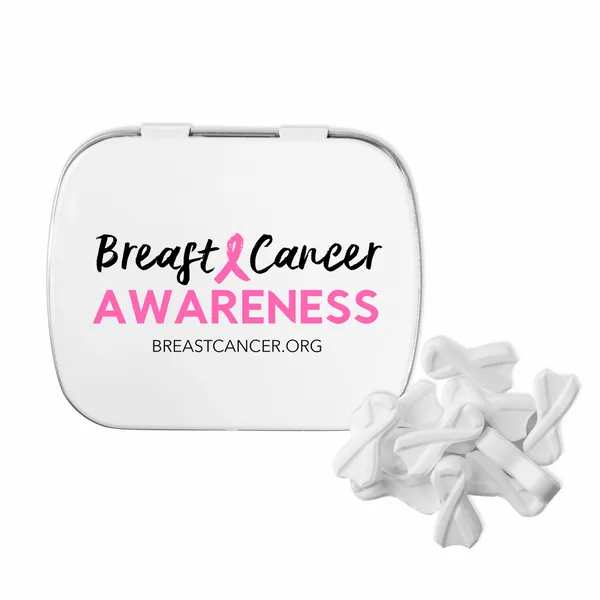 Domed Tin with Ribbon Shaped Mints - Custom Hats Now