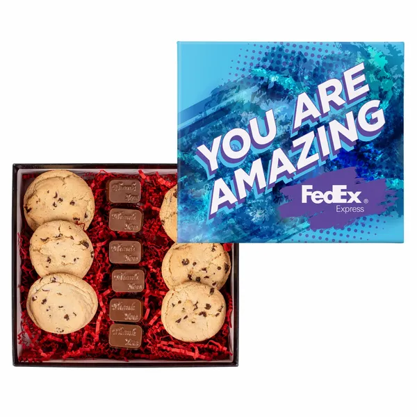Chocolate Chip Cookies and Molded Chocolates in Gift Box - Custom Hats Now