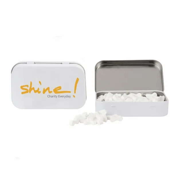 Rectangular Tin with Ribbon Shaped Mints - Custom Hats Now