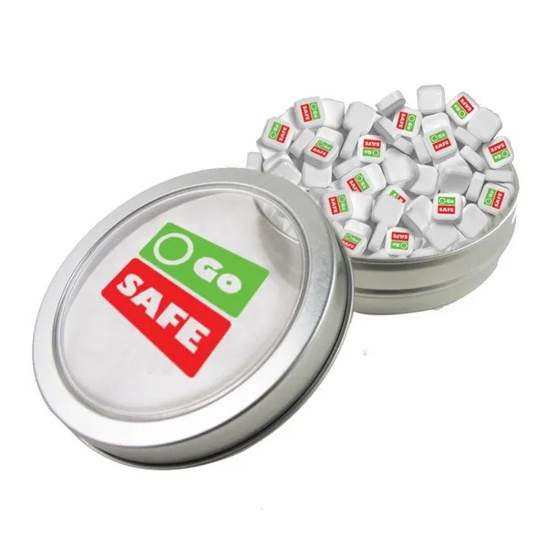 Small Top View Tin - Imprinted Square Mints - Custom Hats Now