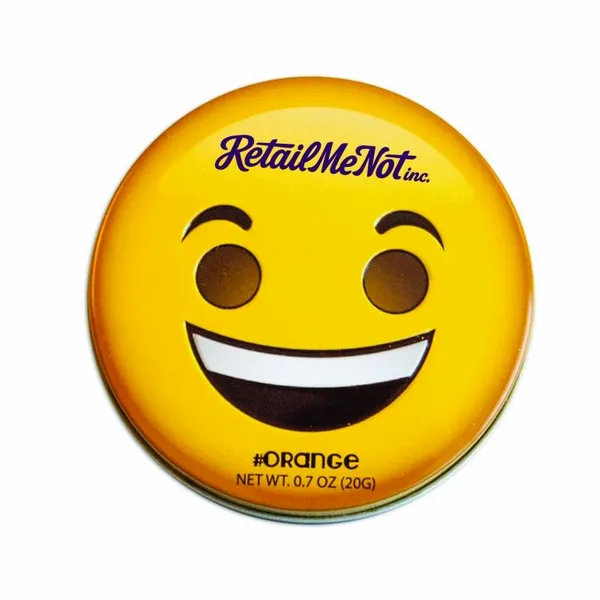 Smiley Face Emojy Tin with Orange Mints - Custom Hats Now