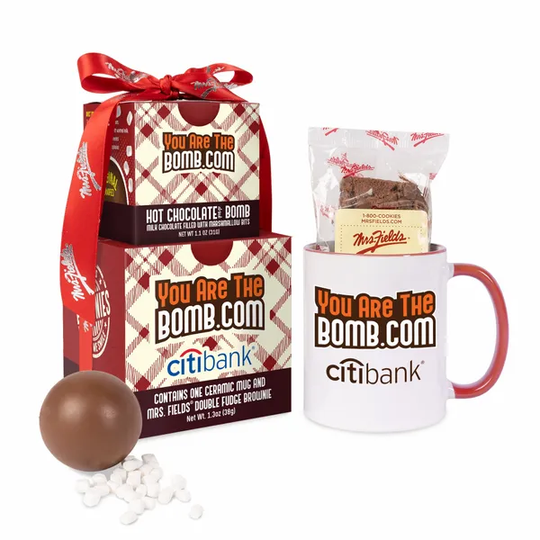 Mrs. Fields Mug, Brownie, Hot Chocolate Bomb Gift Set - Custom Hats Now