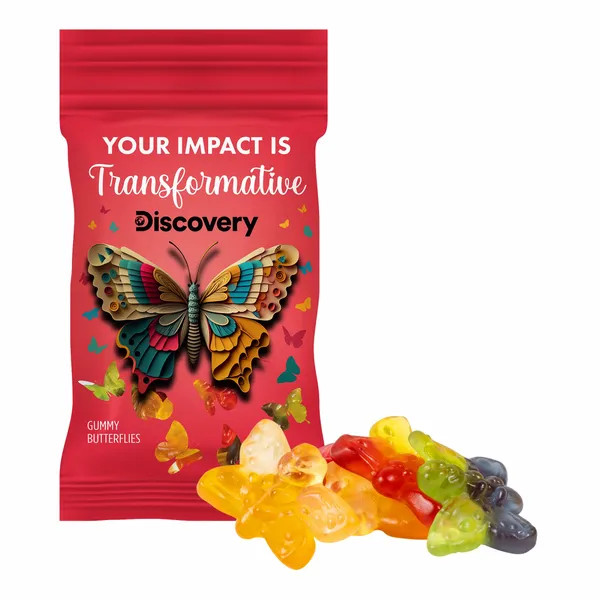 Clever Candy 1oz. Full Color DigiBag™ with Gummy Butterflies - Custom Hats Now