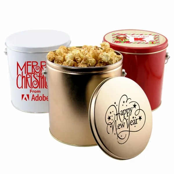 1 Gallon Gift Tin with Caramel Popcorn - Custom Hats Now