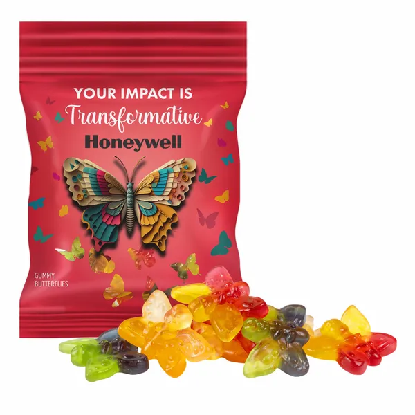 Clever Candy 2oz. Full Color DigiBag™ with Gummy Butterflies - Custom Hats Now