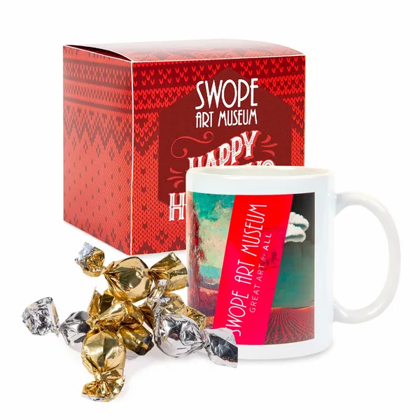 Warm Holiday Wishes Full Color Mug with Truffles in Gift Box - Custom Hats Now