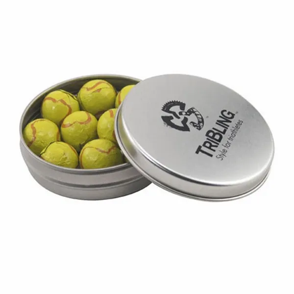 Round Tin with Chocolate Tennis Balls - SBF2900 - Custom Hats Now