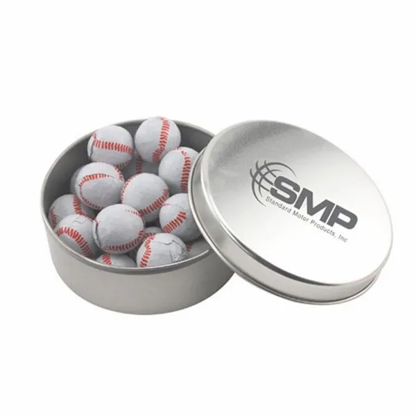 Round Tin with Chocolate Baseballs - SBF3000 - Custom Hats Now