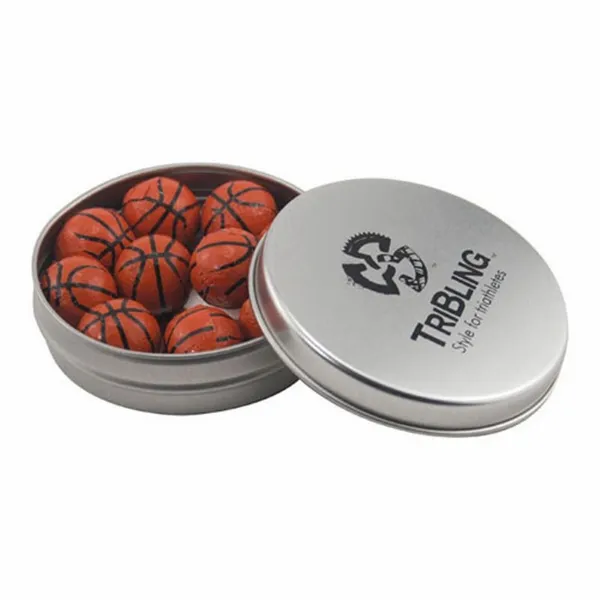 Round Tin with Chocolate Basketballs - SBF2900 - Custom Hats Now