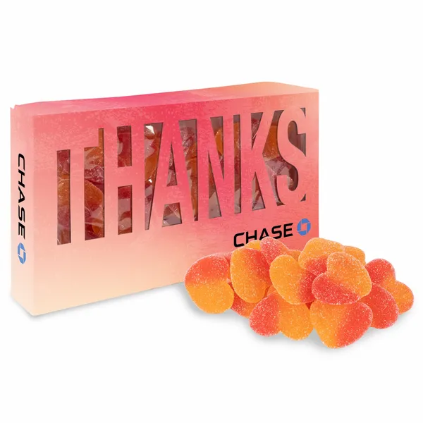 Thanks Die Cut Box with Sour Peachy Hearts - Custom Hats Now