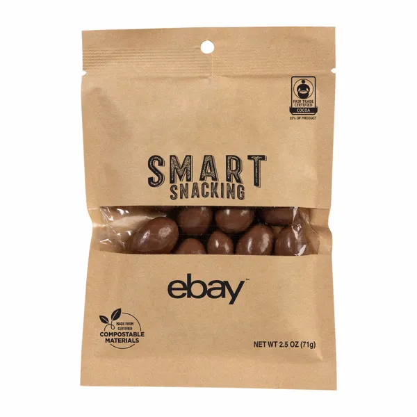 FairTrade Milk Chocolate Almonds in Compostable Kraft Pouch - Custom Hats Now