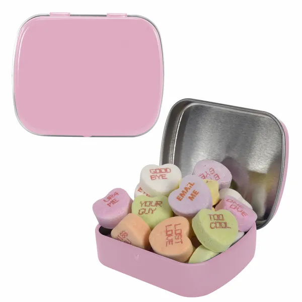 Small Mint Tin with Conversation Hearts - Custom Hats Now