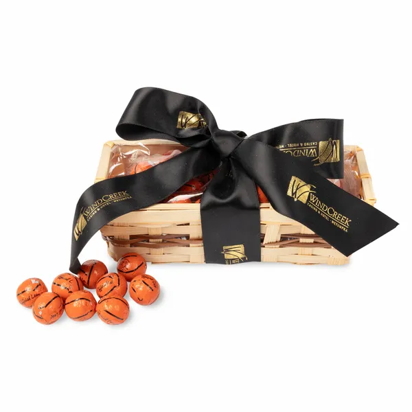 Gift Basket with Chocolate Basketballs - Custom Hats Now
