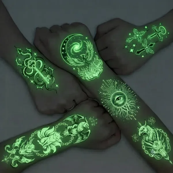 Glow Tattoos with Colorful Imprint - Custom Hats Now