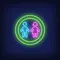 Boy & Girl Silhouettes Circle Neon Sign - Custom Hats Now