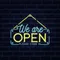 We Are Open Blue and Yellow Neon Sign - Custom Hats Now