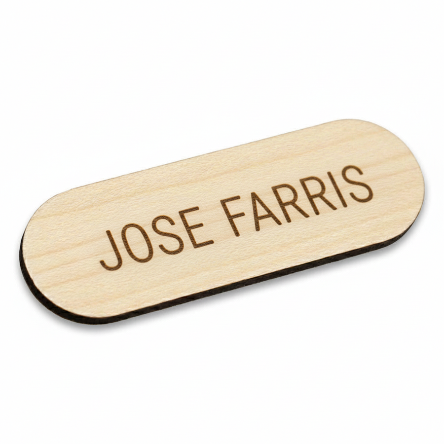 Wooden Name Badges - Custom Hats Now