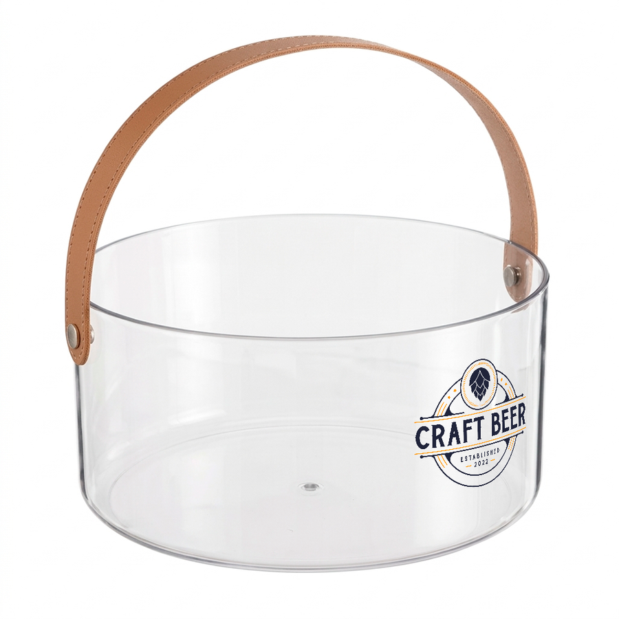 Leather-Strap Clear Drink Buckets - Custom Hats Now