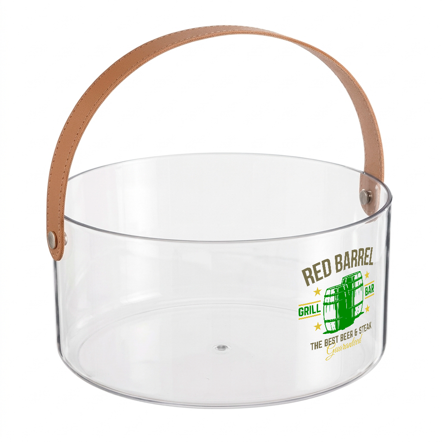 Leather-Strap Clear Drink Buckets - Custom Hats Now