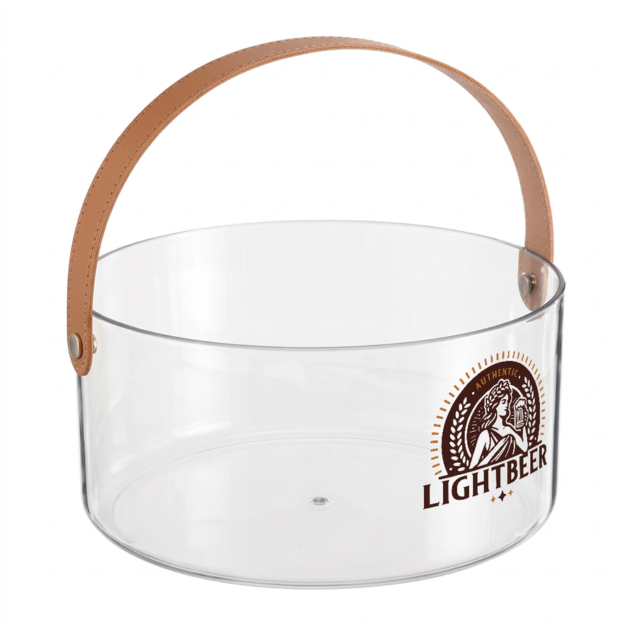Leather-Strap Clear Drink Buckets - Custom Hats Now