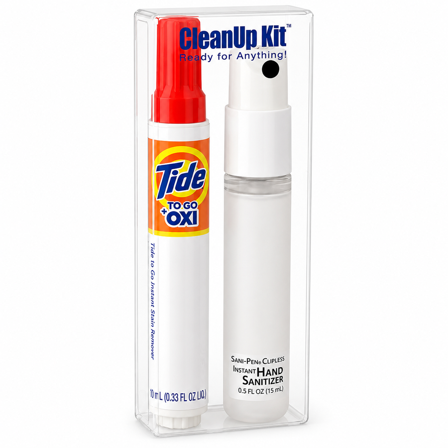 CleanUp Kit - Tide® to Go + Oxi and Sani-Pen® Clipless™ Travel Kits - Custom Hats Now