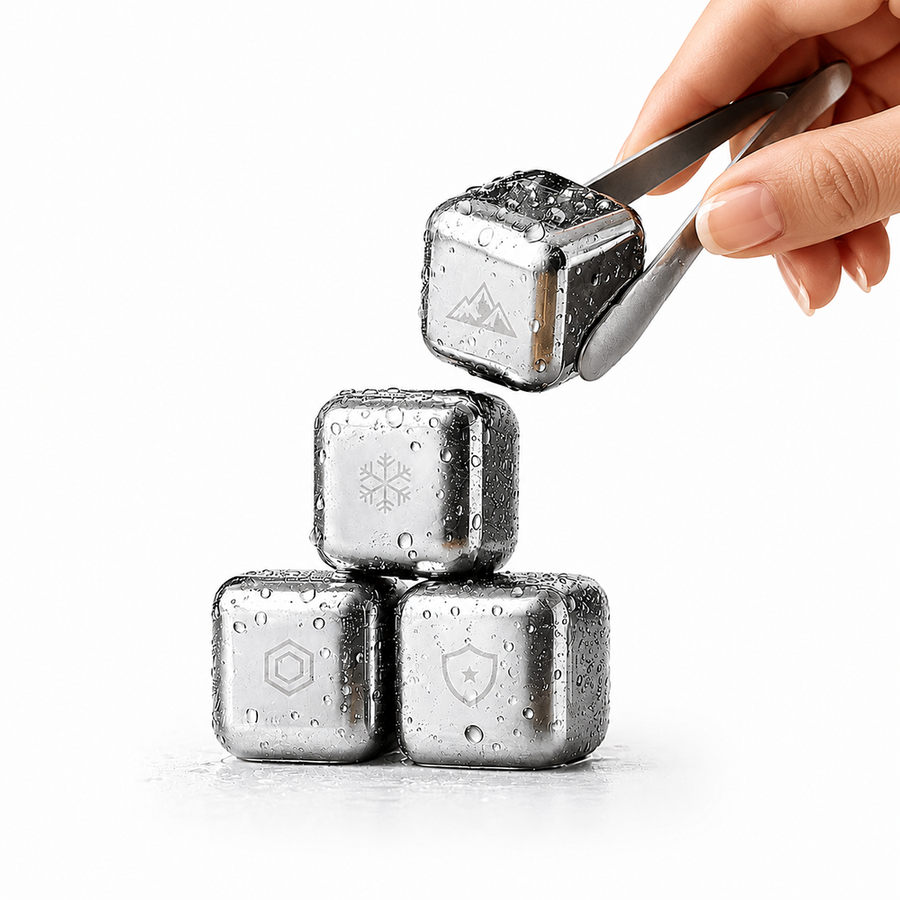 Silver Stainless Steel Ice Cubes - Custom Hats Now