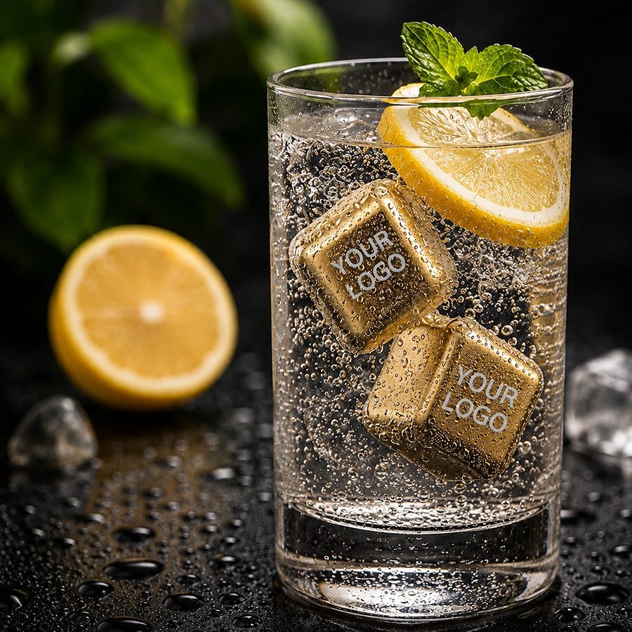 Gold Stainless Steel Ice Cubes - Custom Hats Now