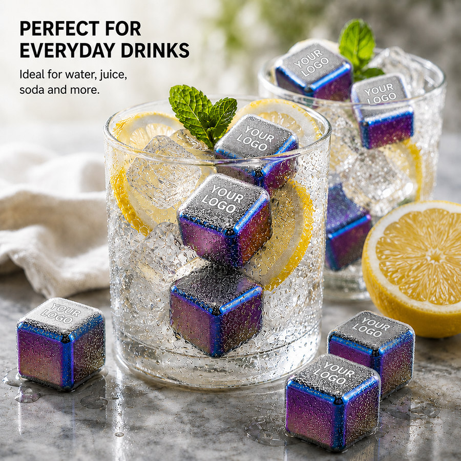 Rainbow Stainless Steel Ice Cubes - Custom Hats Now