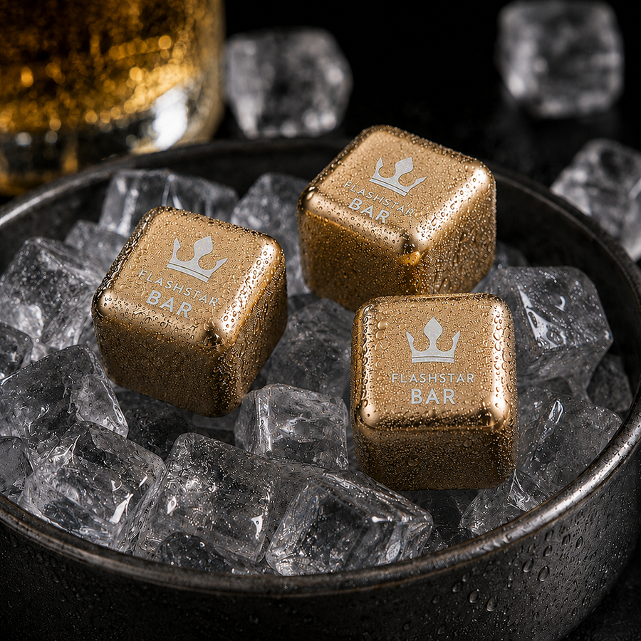 Gold Stainless Steel Ice Cubes - Custom Hats Now