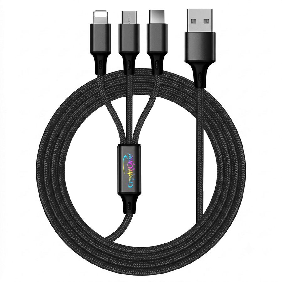 Nylon Braided 3-in-1 Charging Cables - Custom Hats Now