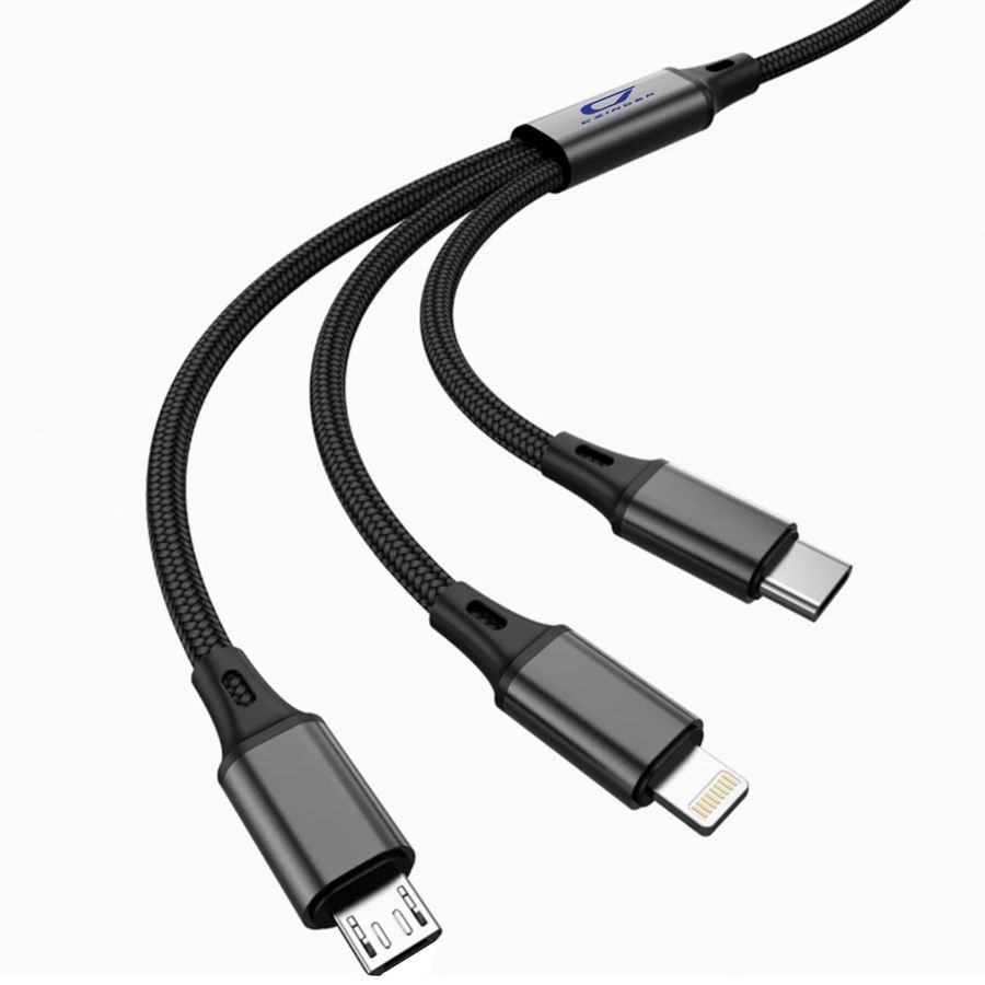Nylon Braided 3-in-1 Charging Cables - Custom Hats Now