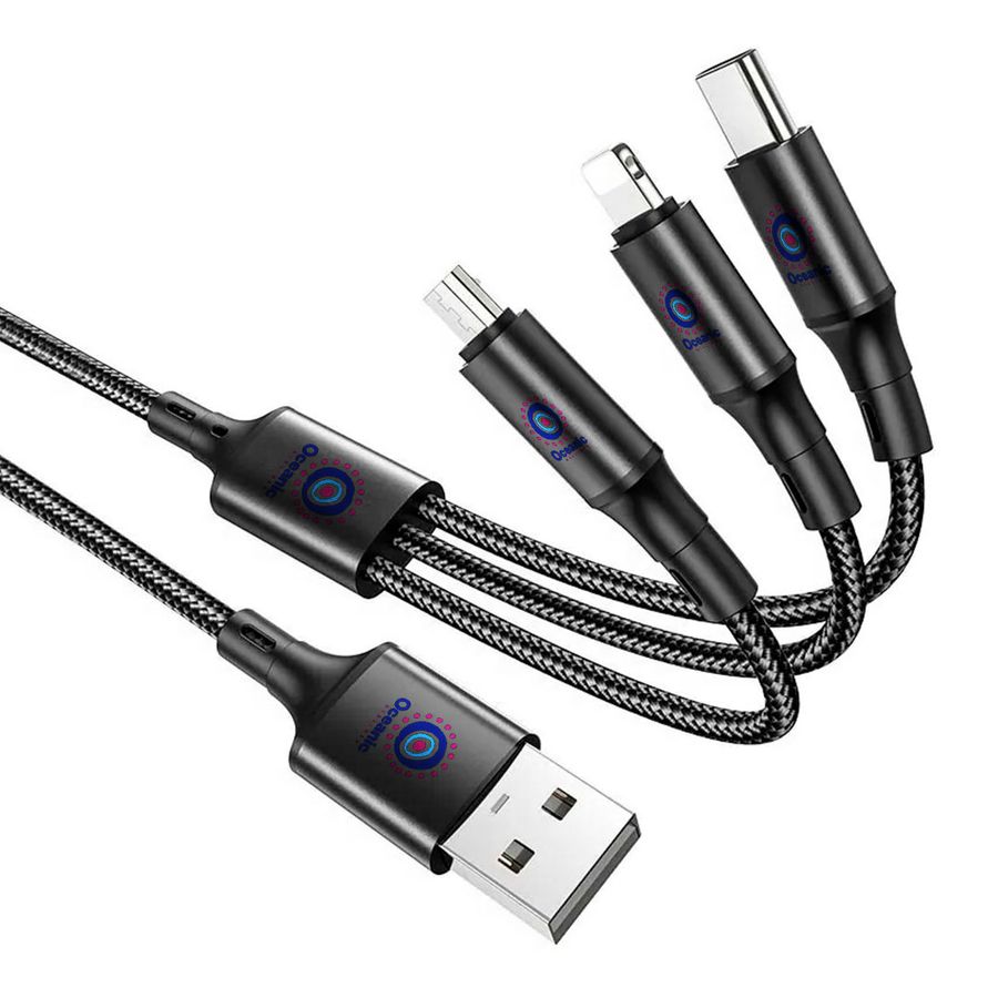 Nylon Braided 3-in-1 Charging Cables - Custom Hats Now