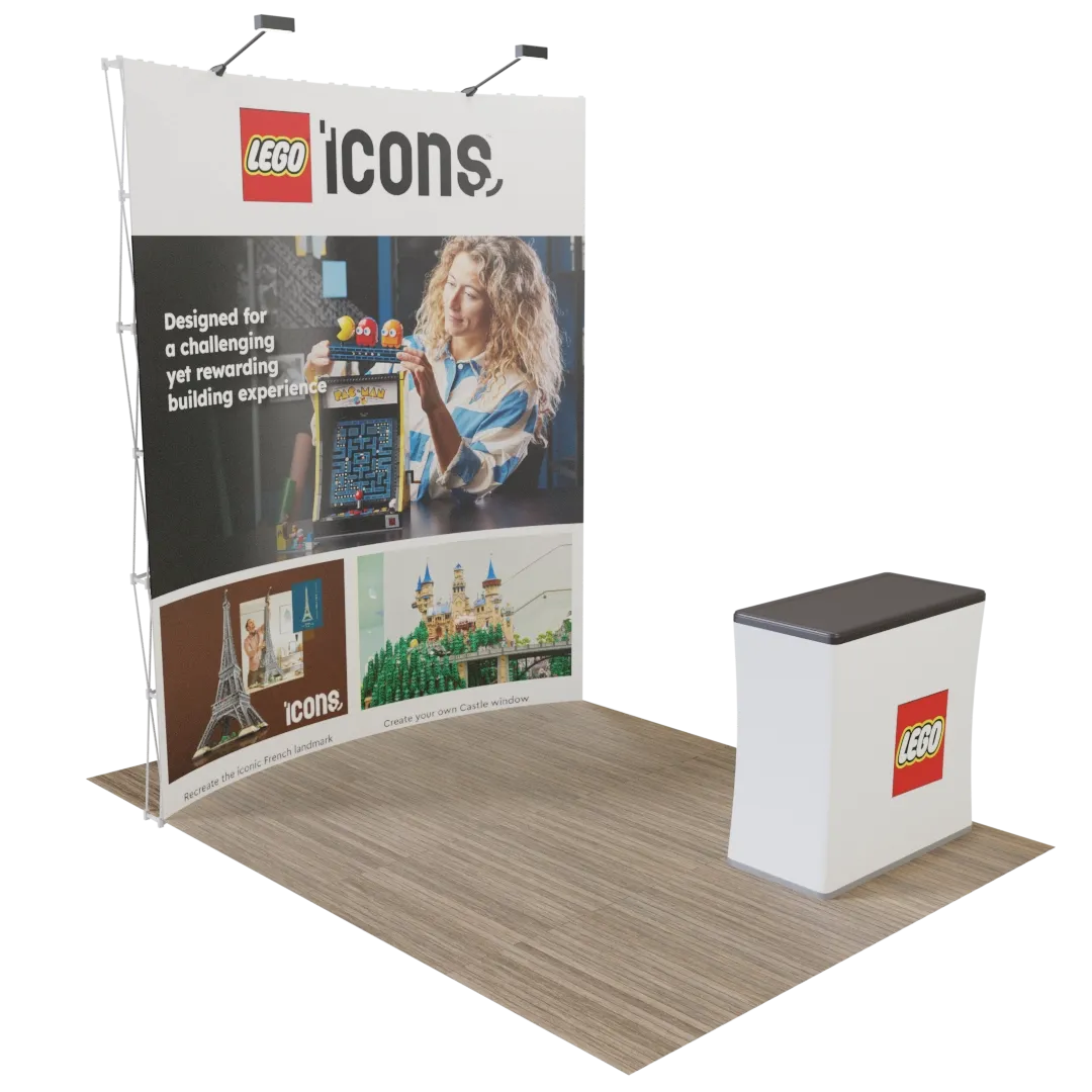 Custom Curved Pop Up Trade Show Display Stand 8' x 8' - Custom Hats Now